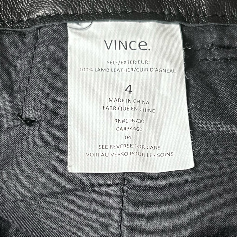 Vince Black Leather High Waisted Pleated Pants Size 4 - Picture 9 of 9